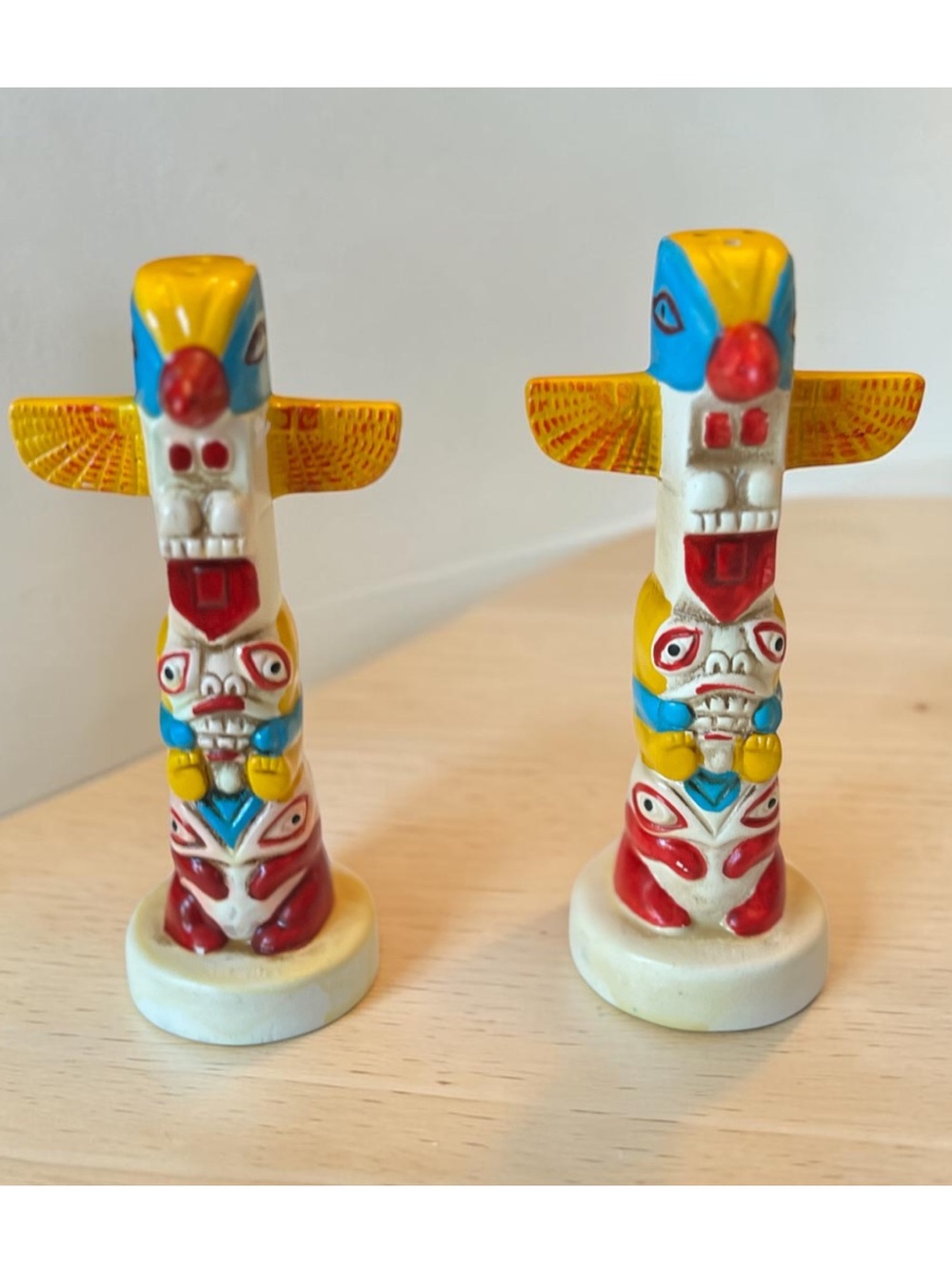 Vintage 50’s Totem Pole Ceramic Salt and Pepper Shakers Japan
